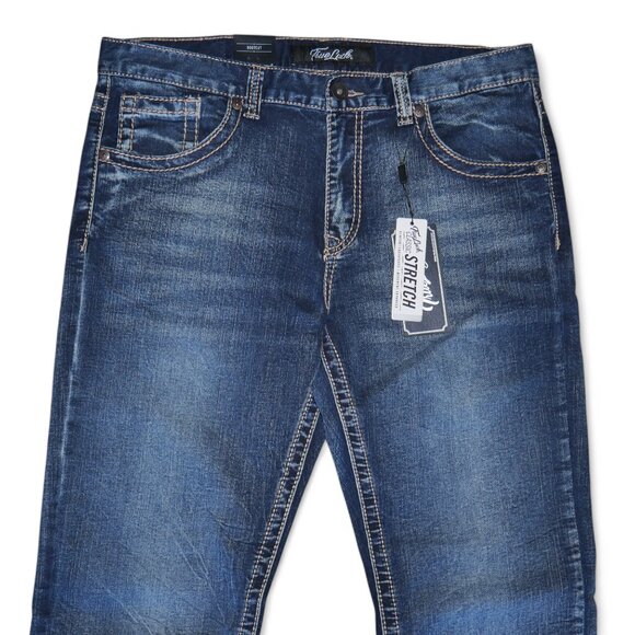 True Luck Bootcut Jeans Dark Wash Denim Men's Size 34x30 Thick Stitch BKE NWT - Picture 4 of 9